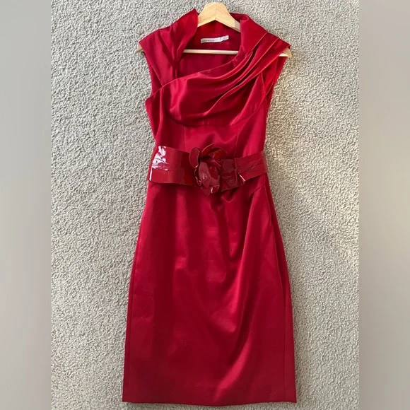 Karen Millen Red Satin Cocktail Dress